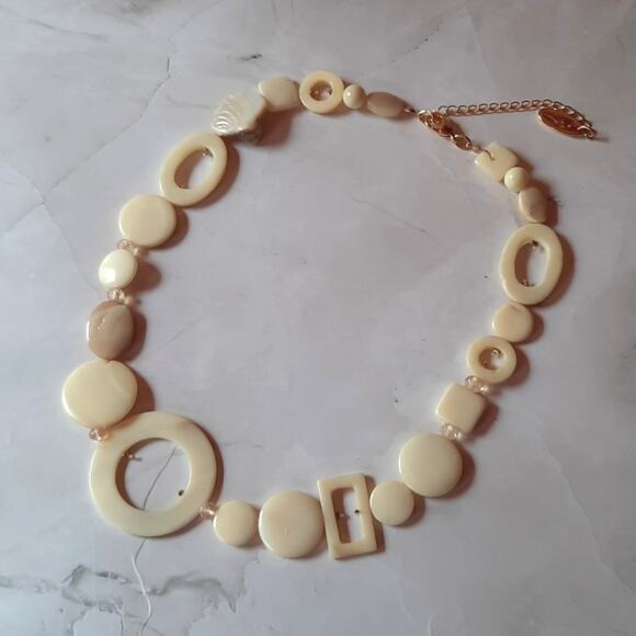 Gottex Jewelry Cream Geometric Beaded Necklace - Picture 1 of 7